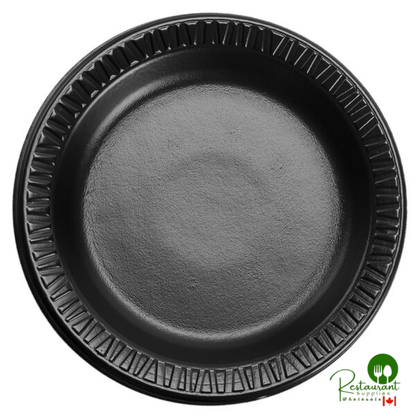 Dart 6PBQR Quiet Classic 6" Black Laminated Round Foam Plate - 1,000/Case
