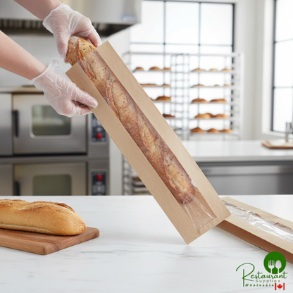 Durable Packaging BB4217N 17" x 4 1/2" x 2 1/2" Kraft Paper Windowed Bread Bag - 1,000/Case