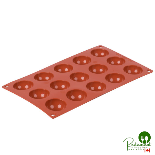 Matfer Bourgeat 257901 Gastroflex Orange Silicone 15 Compartment Mini Half Sphere Mold