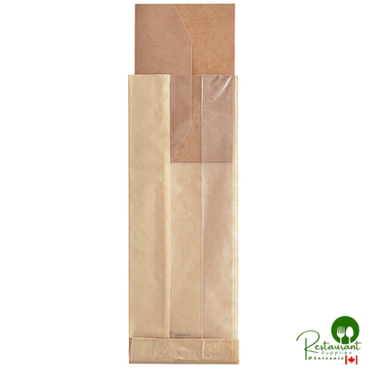 Bagcraft Packaging 300097 4 1/4" x 2 3/4" x 11 3/4" Dubl-View® ToGo! Kraft Window Half Submarine / Bakery Bag with Tray - 250/Case