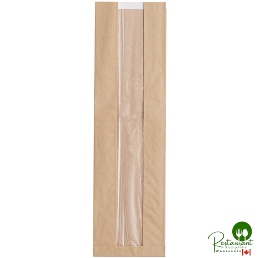 Durable Packaging BB5218N 18" x 5 1/4" x 3 1/4" Kraft Paper Windowed Bread Bag - 1,000/Case