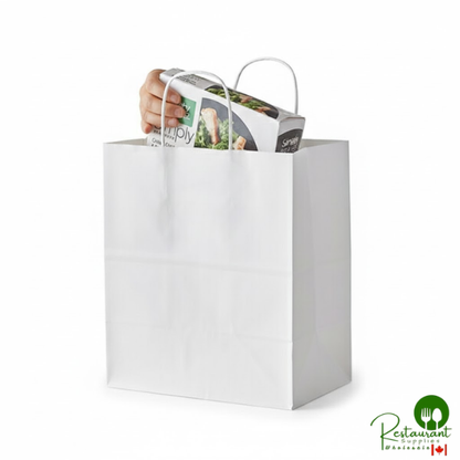 Duro 10" x 6 3/4" x 12" Bistro White Paper Shopping Bag with Handles - 250/Bundle
