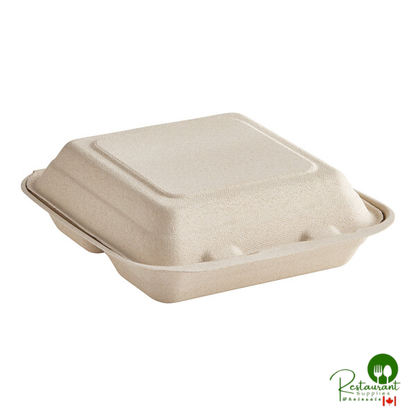 Dart 9" x 9" 3-Compartment Compostable Fiber Hinged Take-Out Container - 200/Case