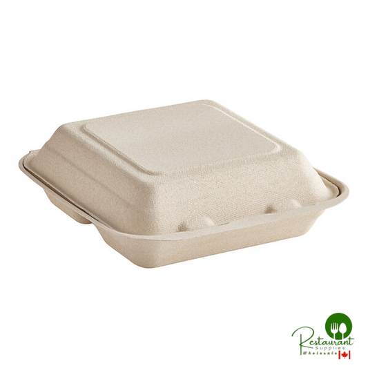 Dart 9" x 9" 3-Compartment Compostable Fiber Hinged Take-Out Container - 200/Case