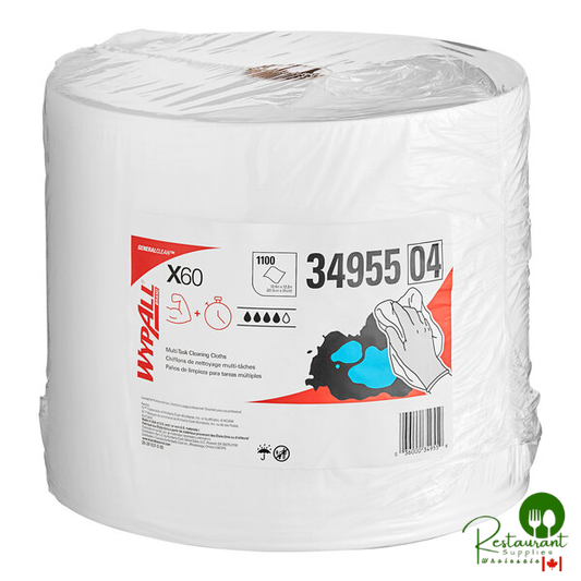 WypAll® X60 12 1/2" x 12 1/4" White Wiper 34955 - 1,100/Roll