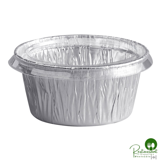 4 oz. Round Foil Ramekin Cup with Plastic Lid By Prime - 500/Case