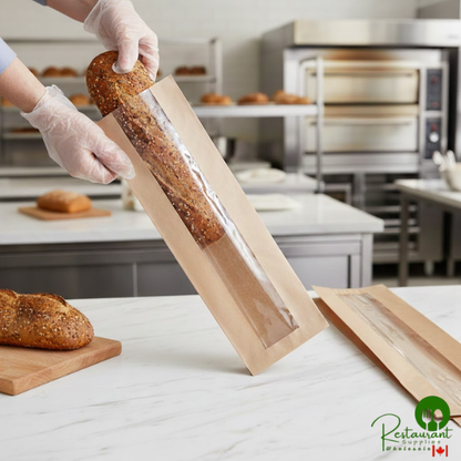 Durable Packaging BB5218N 18" x 5 1/4" x 3 1/4" Kraft Paper Windowed Bread Bag - 1,000/Case