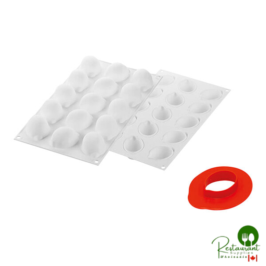 Silikomart Curve Limone 15 Compartment White Silicone Baking Mold and Plastic Cutter - 2 1/4" x 1 1/2" x 1" Cavities CURVE LIMONE 30