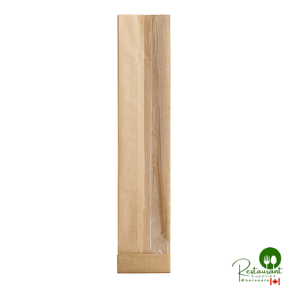 Bagcraft Packaging 300058 3 1/4" x 2" x 15" Dubl-View® ToGo! Kraft Window Sandwich / Baguette / Bakery Bag - 500/Case