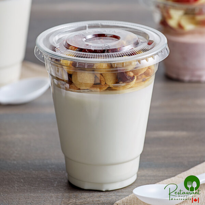 12 oz. Clear Plastic Cold Cup with 4 oz. Insert and PET Flat Lid with No Hole By Prime - 100/Case