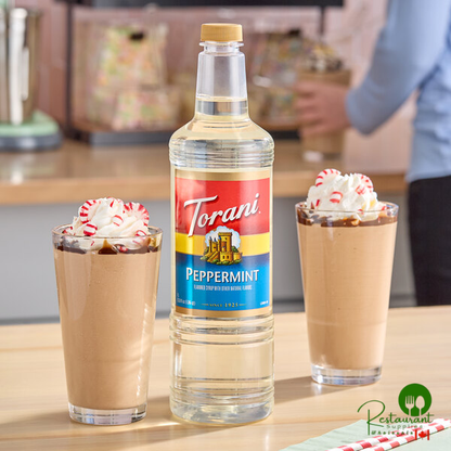 Torani Peppermint Flavoring Syrup Plastic Bottle 1 Liter - 6/Case