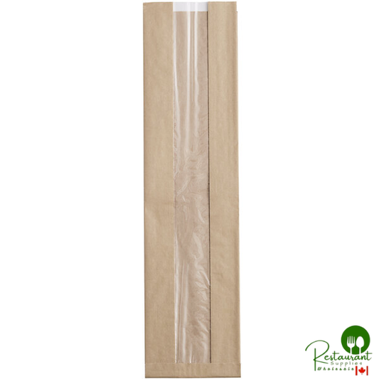 Durable Packaging BB5220N 20" x 5 1/4" x 3 1/4" Kraft Paper Windowed Bread Bag - 1,000/Case