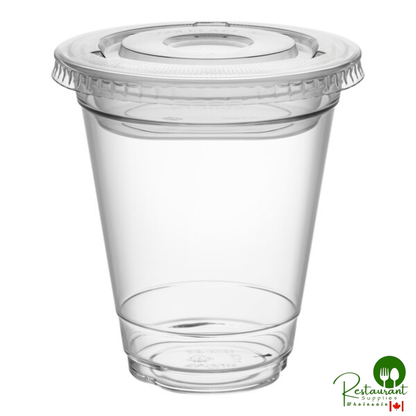 12 oz. Clear Plastic Cold Cup with 4 oz. Insert and PET Flat Lid with No Hole By Prime - 100/Case