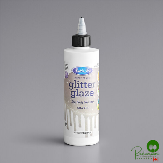 Satin Ice Silver Vanilla Glitter Glaze 10 oz. - 3/Case