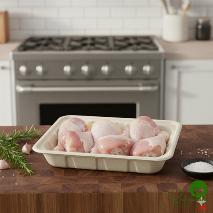 World Centric 9 1/4" x 7 1/4" x 1 1/4" Compostable Fiber Meat Tray - 450/Case