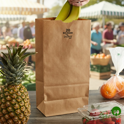 Duro Bulwark 20 lb. Extra Heavy Duty Natural Kraft Bag - 400/Bundle