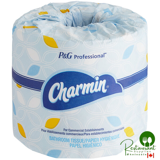 Charmin 71693 Commercial Use 4" x 4" Individually-Wrapped 2-Ply Standard 450 Sheet Toilet Paper Roll - 75/Case