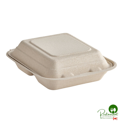 Dart 8" x 8" 3-Compartment Compostable Fiber Hinged Take-Out Container - 200/Case