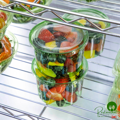 Eco-Products Veridian 16 oz. Compostable Round Green PLA Plastic Deli Container - 500/Case