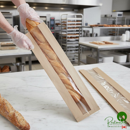 Durable Packaging BB5220N 20" x 5 1/4" x 3 1/4" Kraft Paper Windowed Bread Bag - 1,000/Case