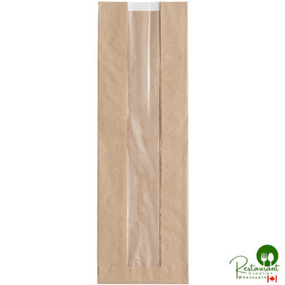 Durable Packaging BB5216N 16" x 5 1/4" x 3 1/4" Kraft Paper Windowed Bread Bag - 1,000/Case