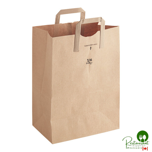 Duro 1/6 Natural Kraft Paper Barrel Sack with Flat Handles - 300/Case