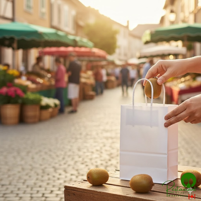 Duro 5 1/4" x 3 1/4" x 8 3/8" Gem White Paper Shopping Bag with Handles - 250/Bundle