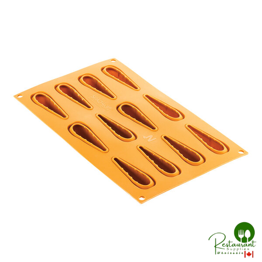 Silikomart Carota 12 Compartment Carrot Silicone Baking Mold - 3 1/16" x 7/8" x 7/8" Cavities CAROTA