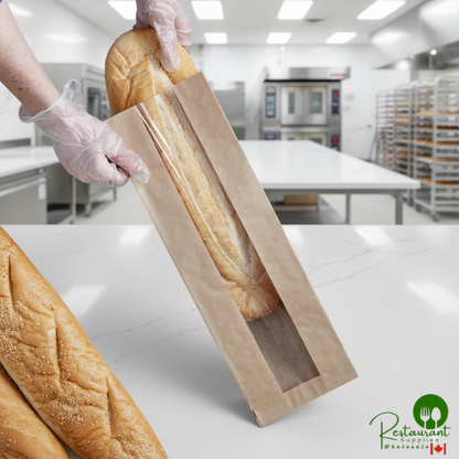 Durable Packaging BB5216N 16" x 5 1/4" x 3 1/4" Kraft Paper Windowed Bread Bag - 1,000/Case