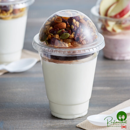 12 oz. Clear Plastic Cold Cup with 2 oz. Insert and PET Dome and Flat Lids with No Hole By Prime - 100/Case