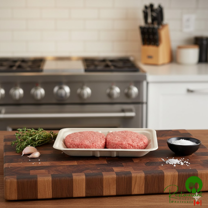 World Centric Compostable Fiber Laminated Meat Tray 9 1/8" x 7 3/16" x 11/16" - 500/Case