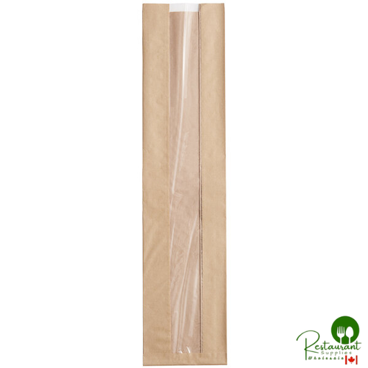 Durable Packaging BB5222N 22" x 5 1/4" x 3 1/4" Kraft Paper Windowed Bread Bag - 1,000/Case