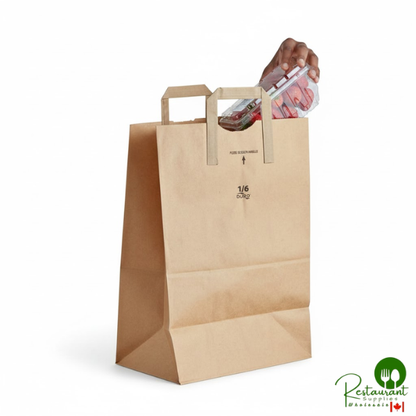 Duro 1/6 Natural Kraft Paper Barrel Sack with Flat Handles - 300/Case