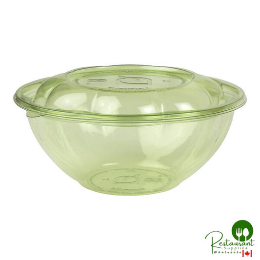 Eco-Products Veridian 24 oz. Compostable Green PLA Plastic Salad Bowl with Lid - 150/Case