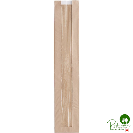 Durable Packaging BB4224N 24" x 4 1/2" x 2 1/2" Kraft Paper Windowed Bread Bag - 1,000/Case