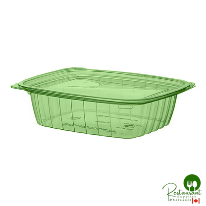 Eco-Products Veridian 24 oz. Compostable Rectangular Green PLA Plastic Deli Container with Flat Lid - 200/Case