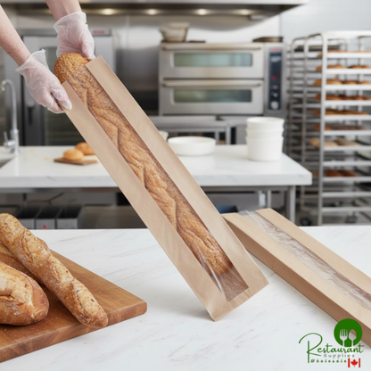 Durable Packaging BB5222N 22" x 5 1/4" x 3 1/4" Kraft Paper Windowed Bread Bag - 1,000/Case