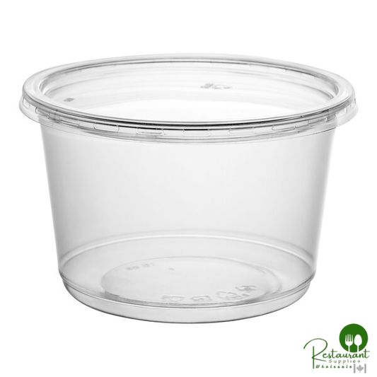 16 oz. Ultra Clear Recycled PET Plastic Round Deli Container and Lid Combo By Prime - 250/Case