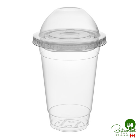 12 oz. Clear Plastic Cold Cup with 2 oz. Insert and PET Dome and Flat Lids with No Hole By Prime - 100/Case