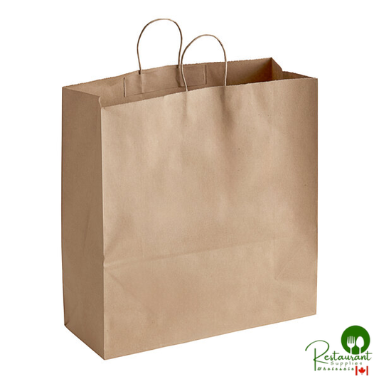 Duro 18" x 7" x 18 3/4" Cargo Natural Kraft Paper Shopping Bag with Handles - 200/Bundle