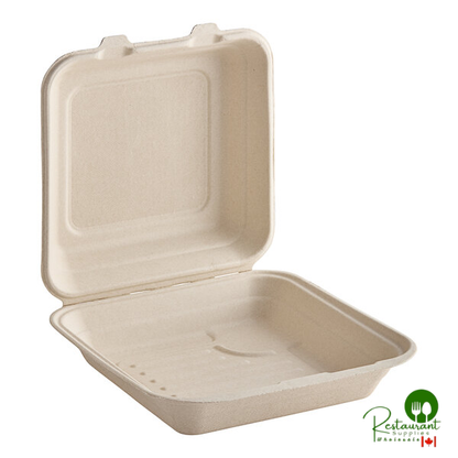 Dart 9" x 9" Compostable Fiber Hinged Take-Out Container - 200/Case