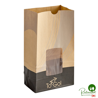 Bagcraft EcoCraft 5" x 3" x 9 5/8" Printed To-Go Vented Meal Bag with Window - 500/Case