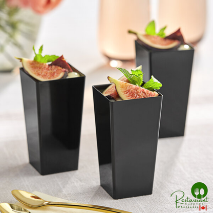 Black Square Plastic Mini Cup 3 oz. By Prime - 200/Case