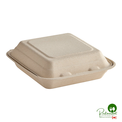 Dart 9" x 9" Compostable Fiber Hinged Take-Out Container - 200/Case