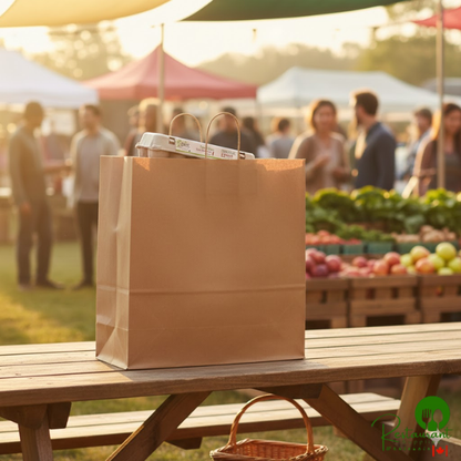 Duro 18" x 7" x 18 3/4" Cargo Natural Kraft Paper Shopping Bag with Handles - 200/Bundle