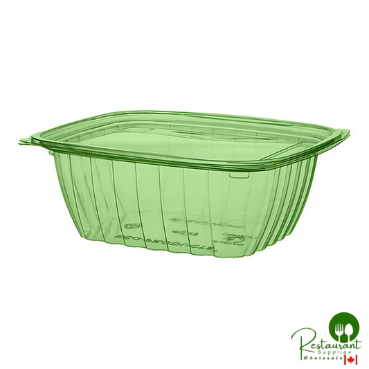 Eco-Products Veridian 32 oz. Compostable Rectangular Green PLA Plastic Deli Container with Flat Lid - 200/Case