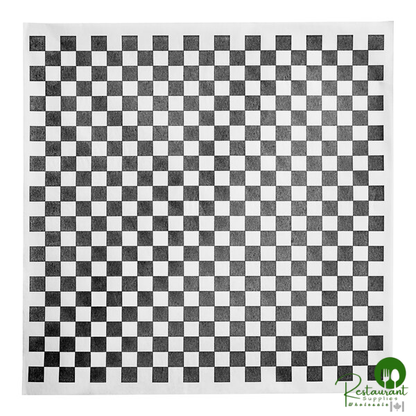 12" x 12" Small Black Check Deli Sandwich Wrap Paper By Prime - 5,000/Case
