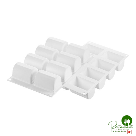 Silikomart Curve Buchette 8 Compartment White Silicone Baking Mold - 3" x 2" x 1 3/4" Cavities CURVE BUCHETTE 140