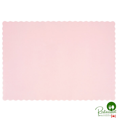 Hoffmaster 310558 10" x 14" Pink Colored Paper Placemat with Scalloped Edge - 1,000/Case