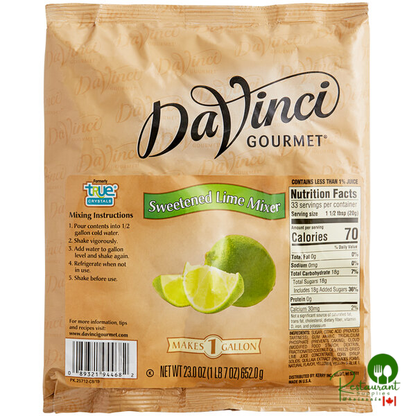 DaVinci Gourmet Sweetened Lime Cocktail Mixer 23 oz. - 12/Case